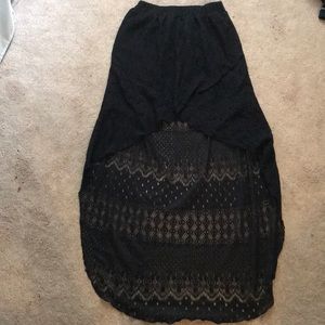 Black lace high-low skirt
